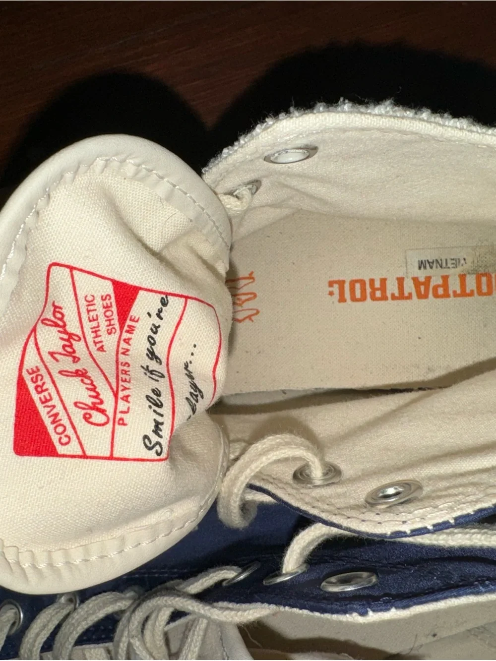 Converse High Top Sneakers in Navy and White - Picture 8 of 14